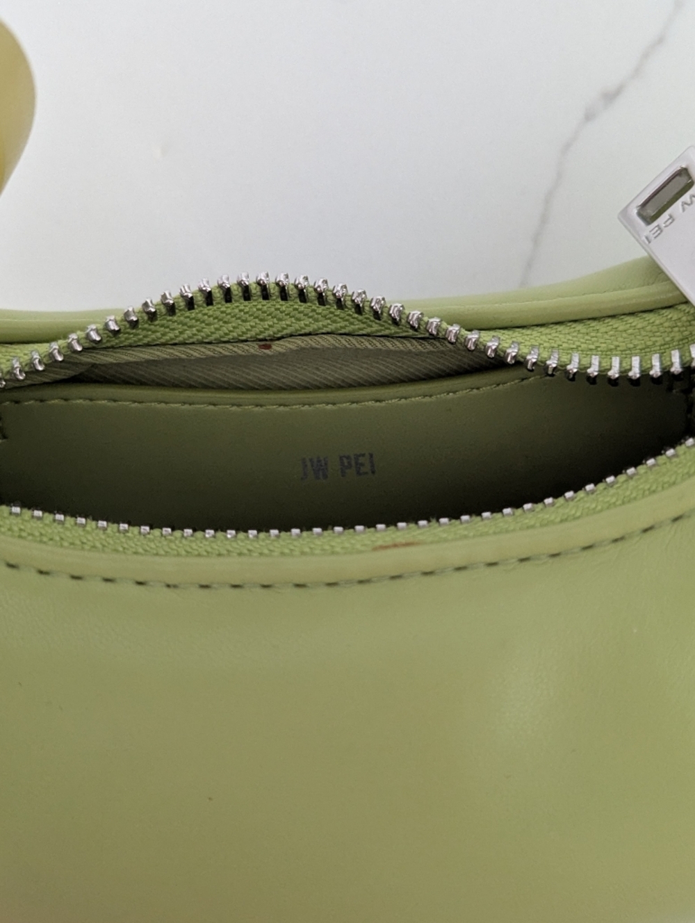 JW PEI Abacus Top Handle Bag Ring Accent Grass Green Sculptural vegan Purse - Picture 8 of 11